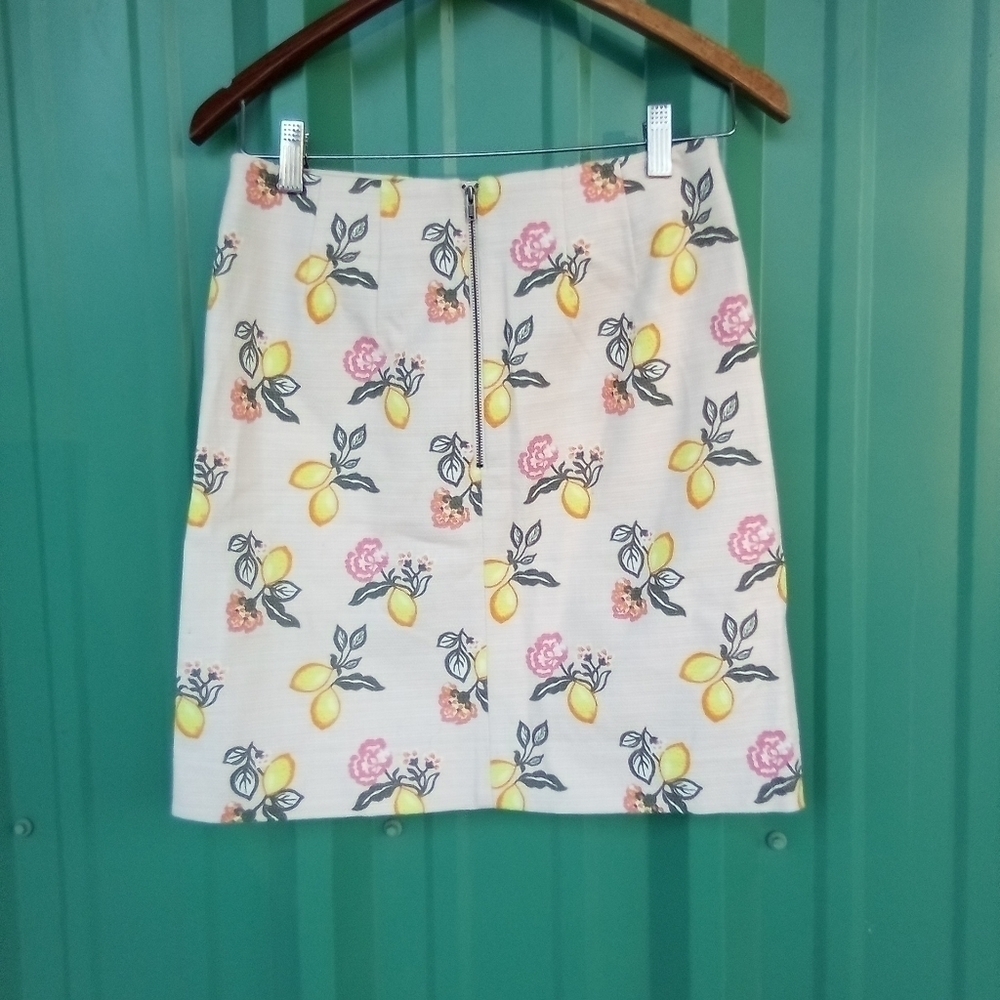Women's Loft Lemons Print Mini Skirt Size OOP 00Petite OO Petite Lemon Fruit - Picture 2 of 3